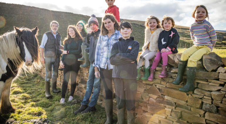 Contributors Clive, Raven, Edith, Sidney, Reuben, Amanda, Violet, Miles, Clemmy, Nancy and Annas outside Ravenseat Farm
