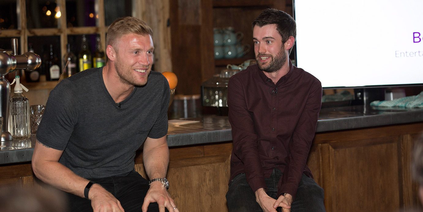 Freddie Flintoff and Jack Whitehall from Sky 1's A League Of Their Own