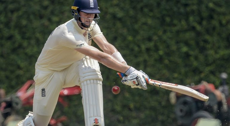 England's Zak Crawley plays a shot during the opening day of a four-day practice match between Sri Lanka Board President's XI and England at the P. Sara Oval Cricket Stadium in Colombo on March 12, 2020. - England will play two test matches against Sri Lanka during their tour of Sri Lanka under the ICC World Test Championship. (Photo by LAKRUWAN WANNIARACHCHI / AFP) (Photo by LAKRUWAN WANNIARACHCHI/AFP via Getty Images)