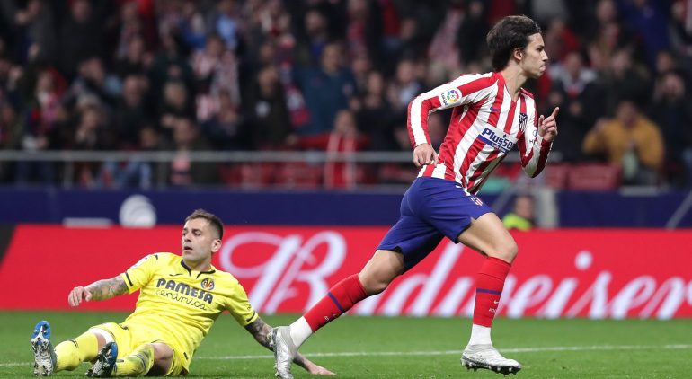MADRID, SPAIN - FEBRUARY 23: Joao Felix of Atletico Madrid celebrates after scoring his team's third goal during the La Liga match between Club Atletico de Madrid and Villarreal CF at Wanda Metropolitano on February 23, 2020 in Madrid, Spain. (Photo by Gonzalo Arroyo Moreno/Getty Images)